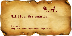 Miklics Annamária névjegykártya